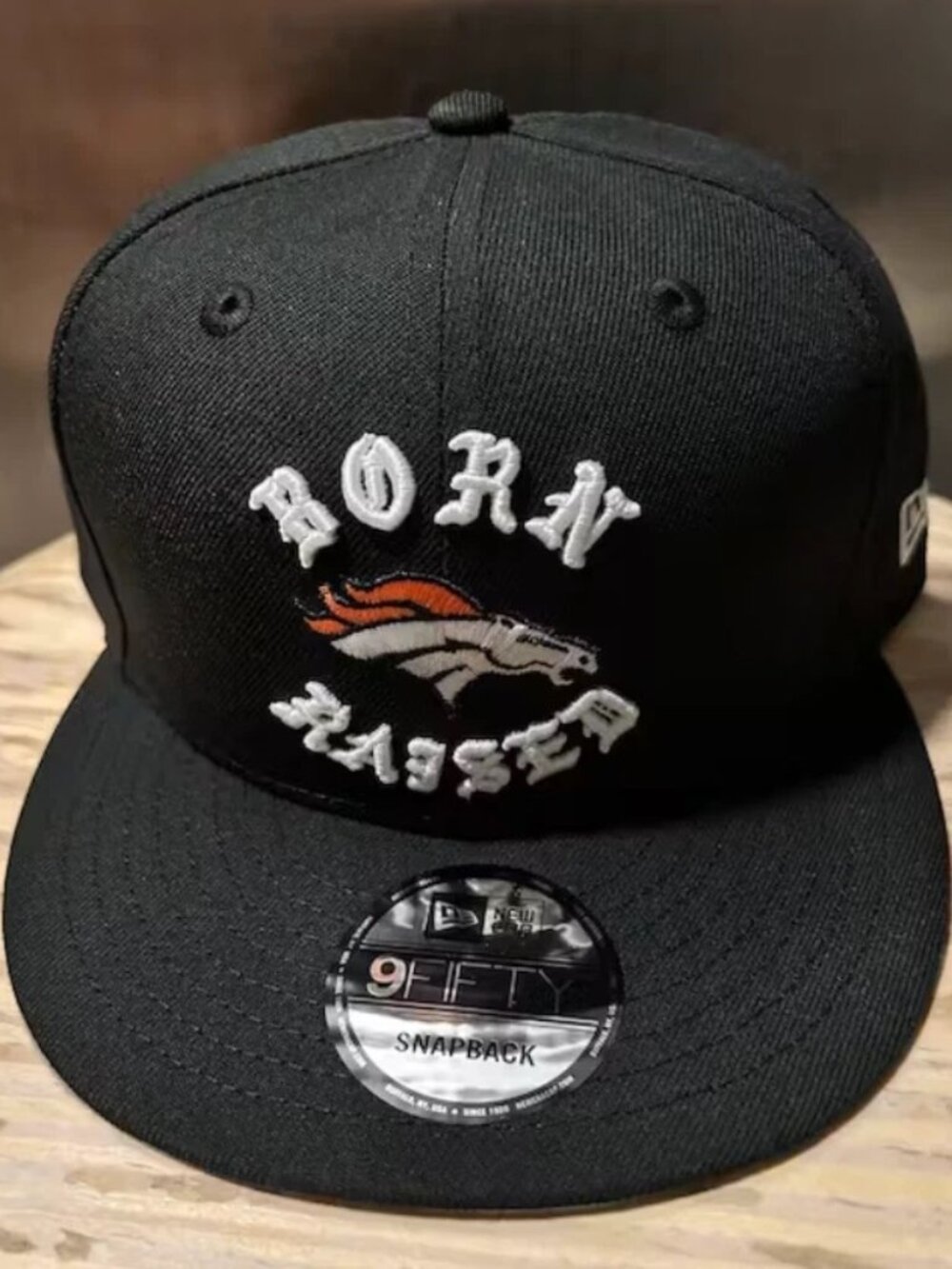 Born X Raised × NEW ERA NFL + BRONCOS SNAPBACK ROCKER HAT: BLACK